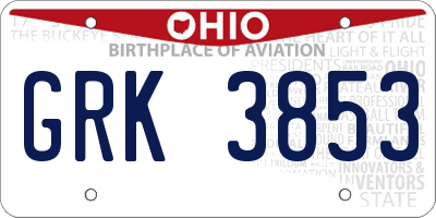 OH license plate GRK3853