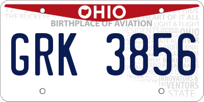 OH license plate GRK3856