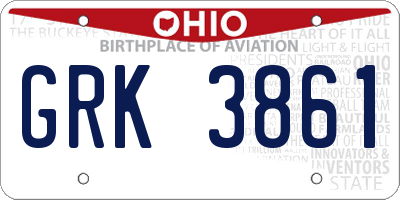 OH license plate GRK3861