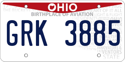 OH license plate GRK3885