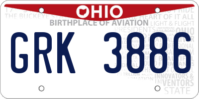 OH license plate GRK3886