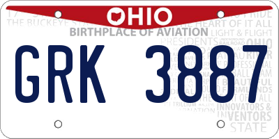 OH license plate GRK3887