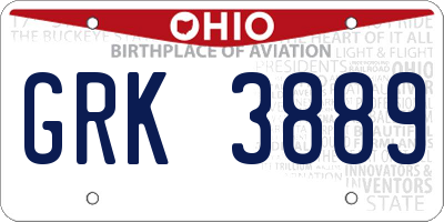 OH license plate GRK3889