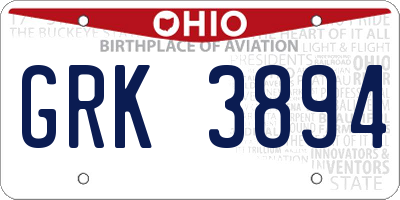 OH license plate GRK3894