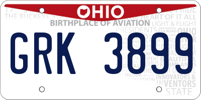OH license plate GRK3899