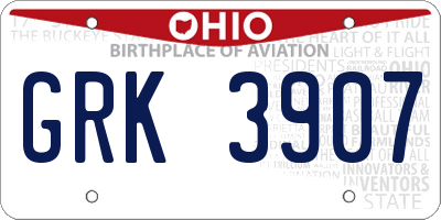 OH license plate GRK3907