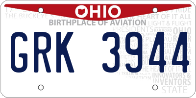 OH license plate GRK3944