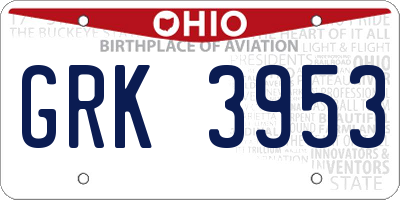 OH license plate GRK3953