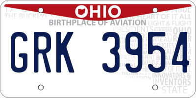 OH license plate GRK3954