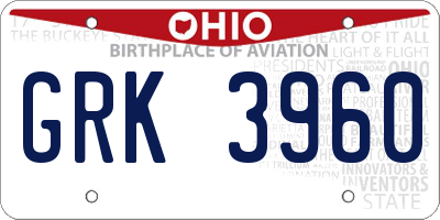 OH license plate GRK3960