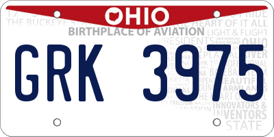 OH license plate GRK3975
