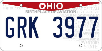 OH license plate GRK3977