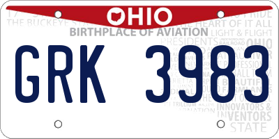 OH license plate GRK3983