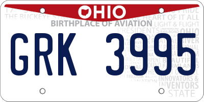 OH license plate GRK3995