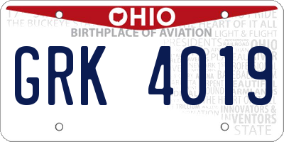 OH license plate GRK4019