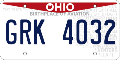OH license plate GRK4032