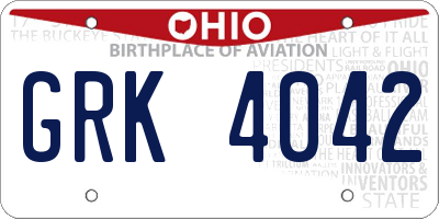 OH license plate GRK4042