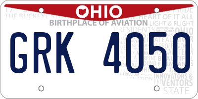 OH license plate GRK4050