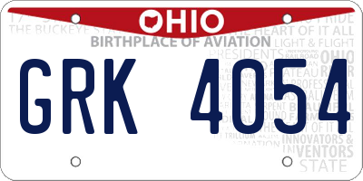OH license plate GRK4054