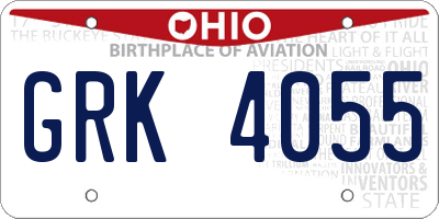 OH license plate GRK4055