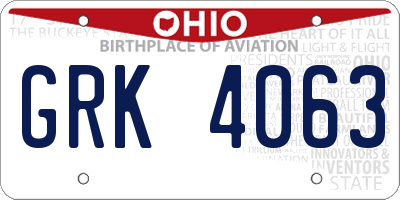OH license plate GRK4063