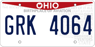 OH license plate GRK4064