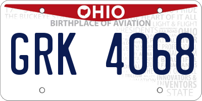 OH license plate GRK4068
