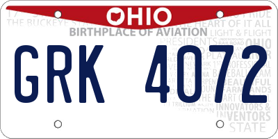 OH license plate GRK4072