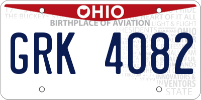 OH license plate GRK4082