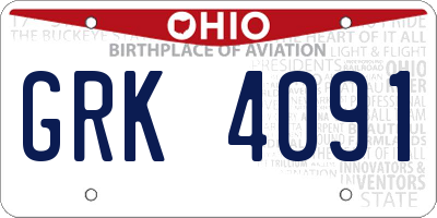 OH license plate GRK4091