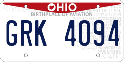 OH license plate GRK4094