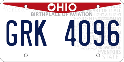 OH license plate GRK4096