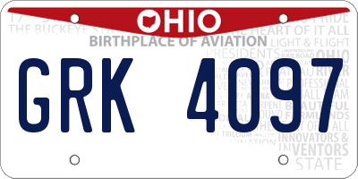 OH license plate GRK4097