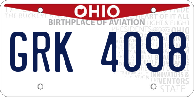 OH license plate GRK4098