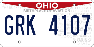 OH license plate GRK4107