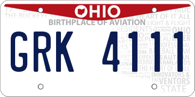 OH license plate GRK4111
