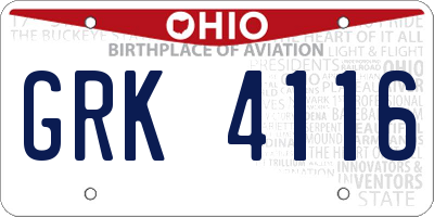 OH license plate GRK4116