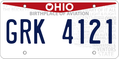 OH license plate GRK4121
