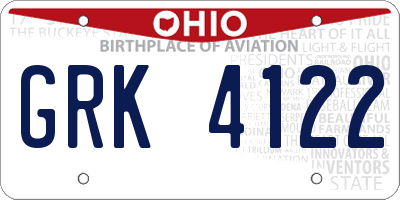 OH license plate GRK4122