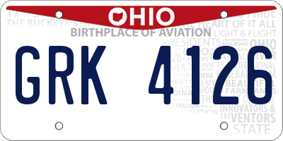 OH license plate GRK4126