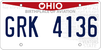 OH license plate GRK4136