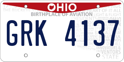 OH license plate GRK4137