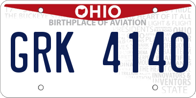 OH license plate GRK4140