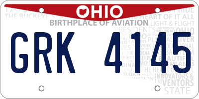 OH license plate GRK4145
