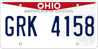 OH license plate GRK4158