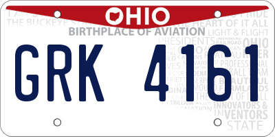 OH license plate GRK4161