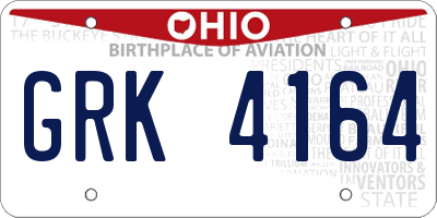 OH license plate GRK4164