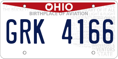 OH license plate GRK4166