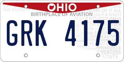 OH license plate GRK4175