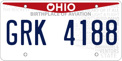 OH license plate GRK4188